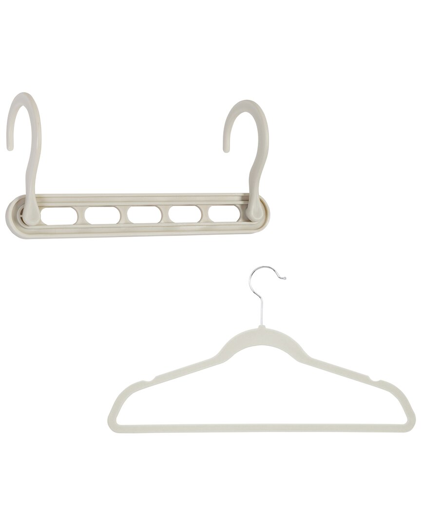 Honey-can-do Set Of 5 Collapsible Hangers & 50 Velvet Non-slip Hangers In White