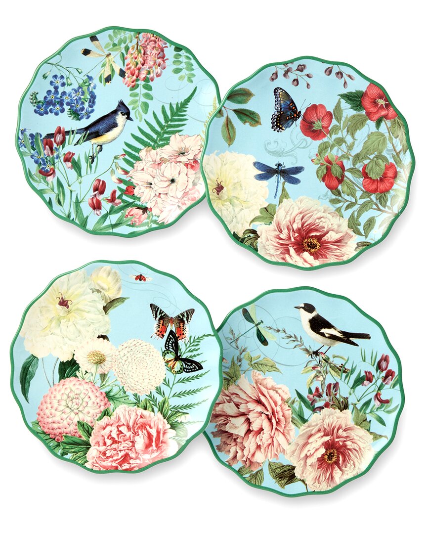 Certified International Flora Set Of 4 Canape Plates