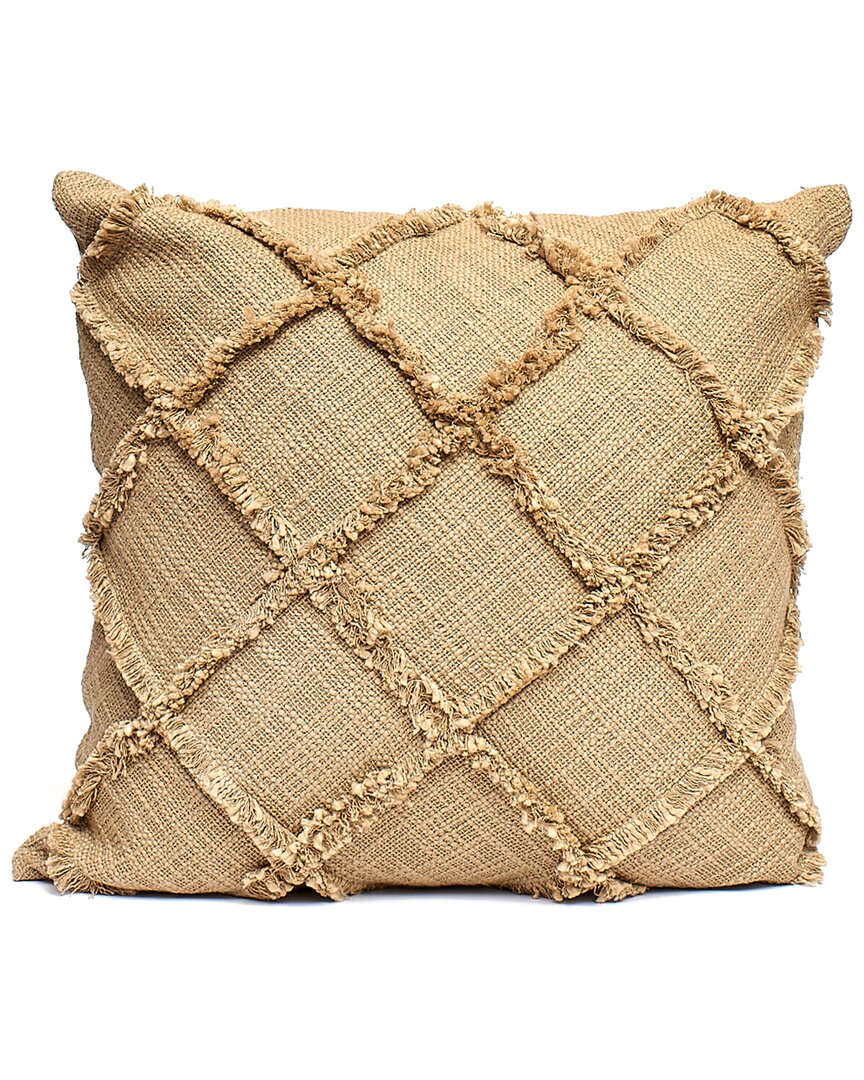 Harkaari Green Square Patch Outline Fridge Throw Pillow In Taupe
