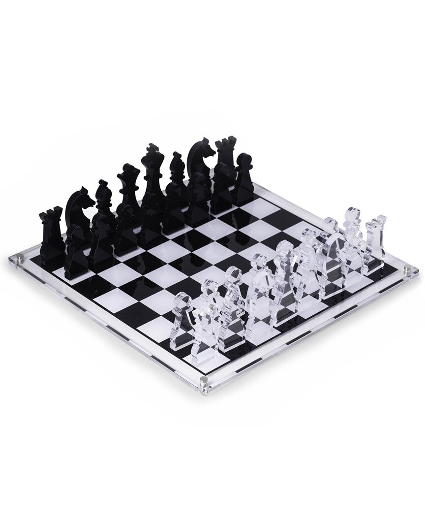 Bey-berk Acrylic 28pc Chess Set In Clear