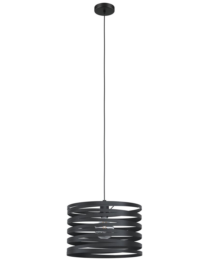 Eglo Cremella 1 Light Pendant With Black Finish & Black Metal Spiral Shade