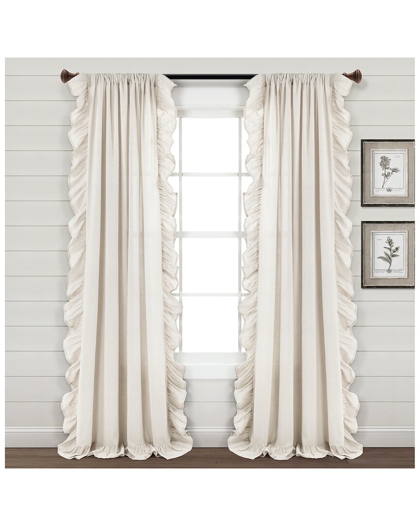 Lush Decor Linen Ruffle Window Curtain Single Panel In White