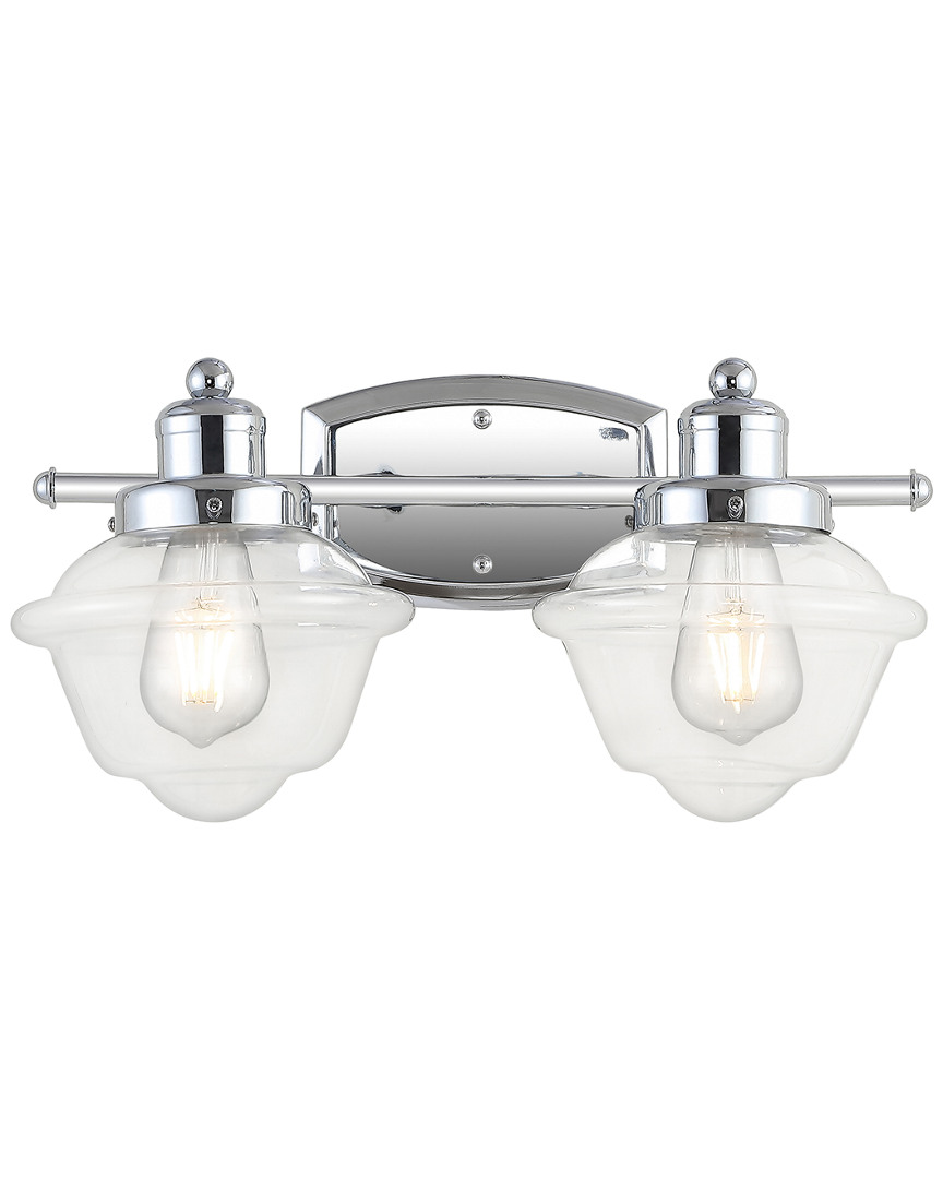 Jonathan Y Orleans 16.75in 2-light Iron/glass Schoolhouse Led Vanity Light In Metallic