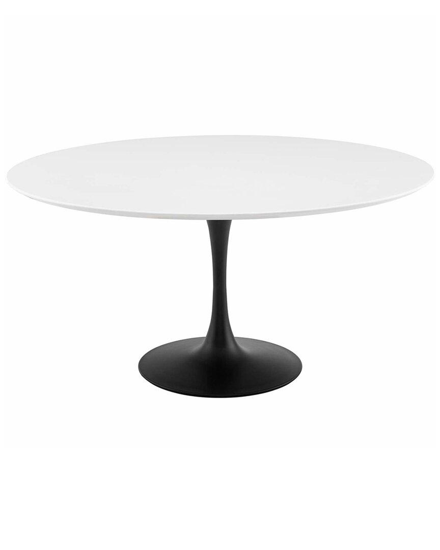 Modway Lippa 60in Oval Artificial Marble Dining Table In Black