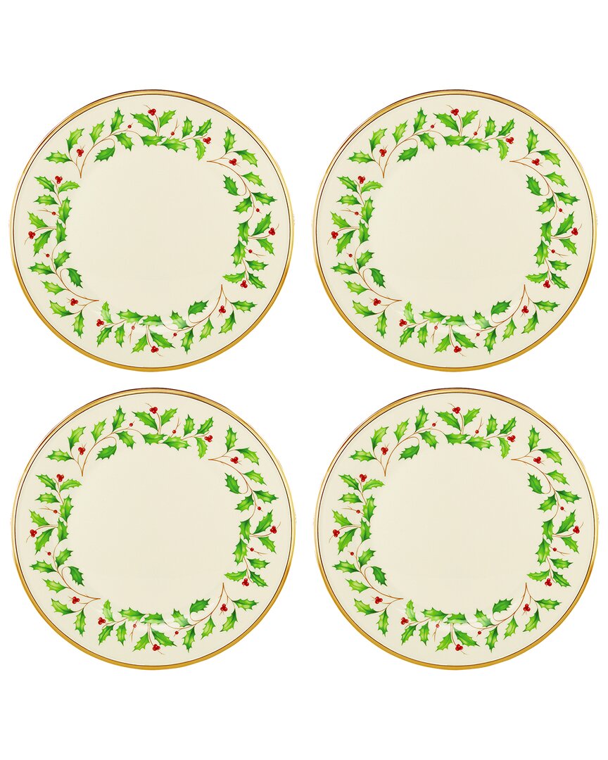 Lenox Set Of 4 Holiday Dinnerware Dinner Plates In White