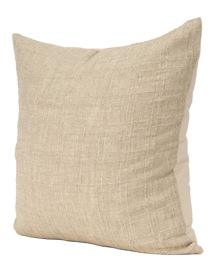 Mercana Jeren Checker Textured Cotton-linen Decorative Pillow In Neutral
