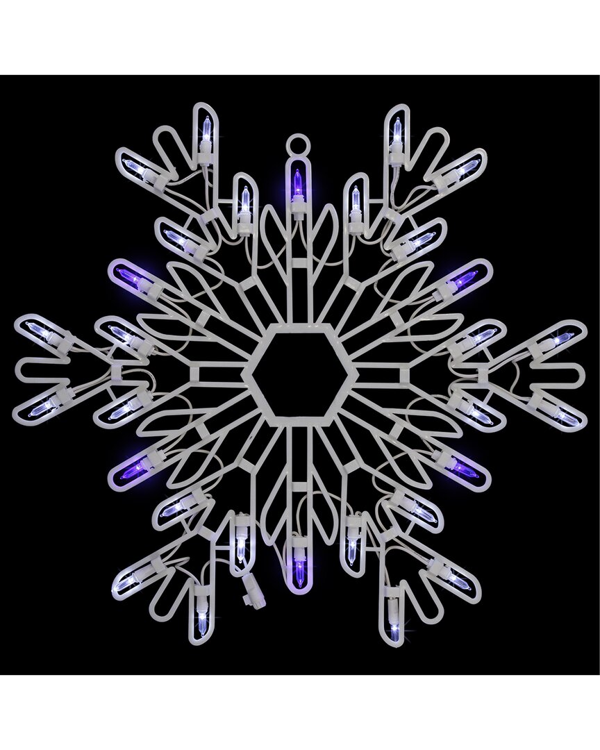 Northlight 15in Led Lighted Pure White & Blue Snowflake Window Silhouette In Blue