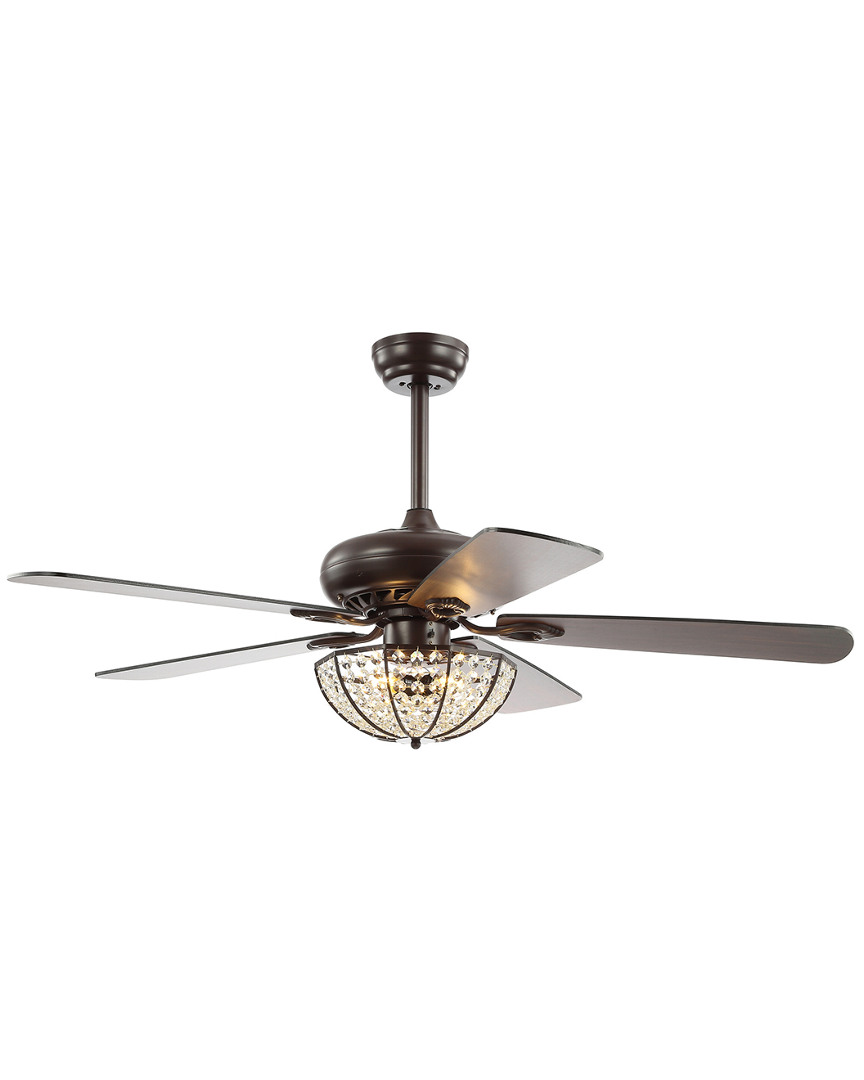 Jonathan Y Joanna 52in 3-light Bronze Crystal Led Ceiling Fan With Remote