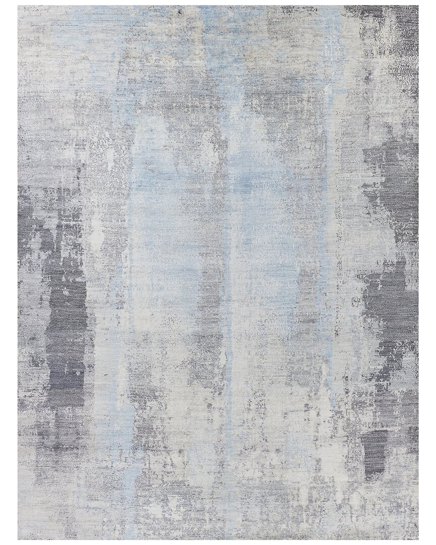 Exquisite Rugs Fine Pure Silk Hand-knotted Silk Rug In Silver