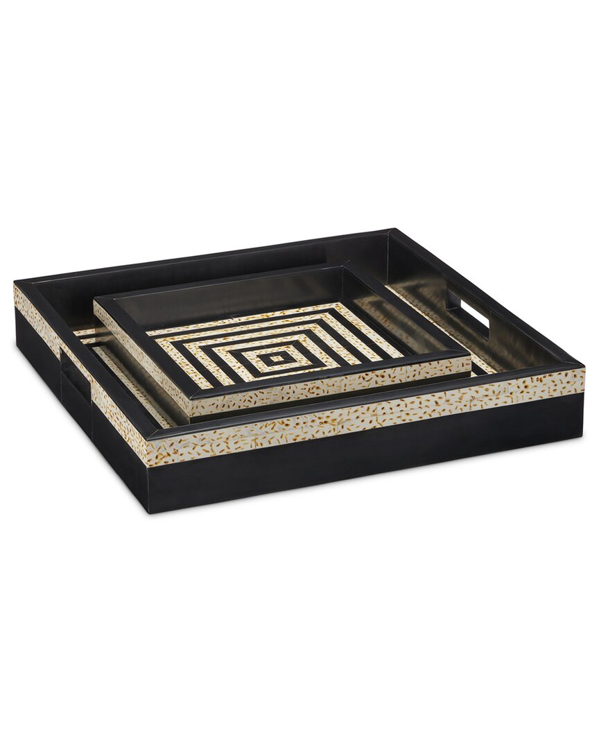 Currey & Company Set Of 2 Taurus Trays In Black