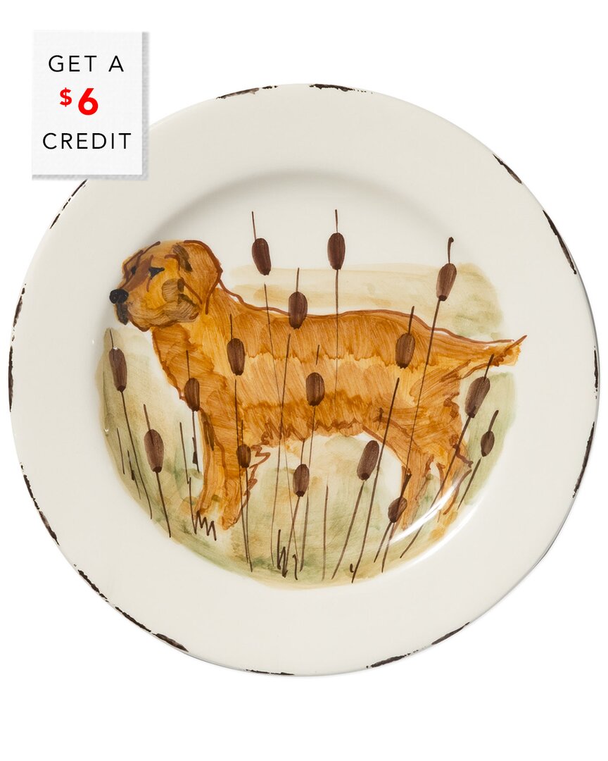 Vietri Wildlife Hunting Dog Dinner Plate