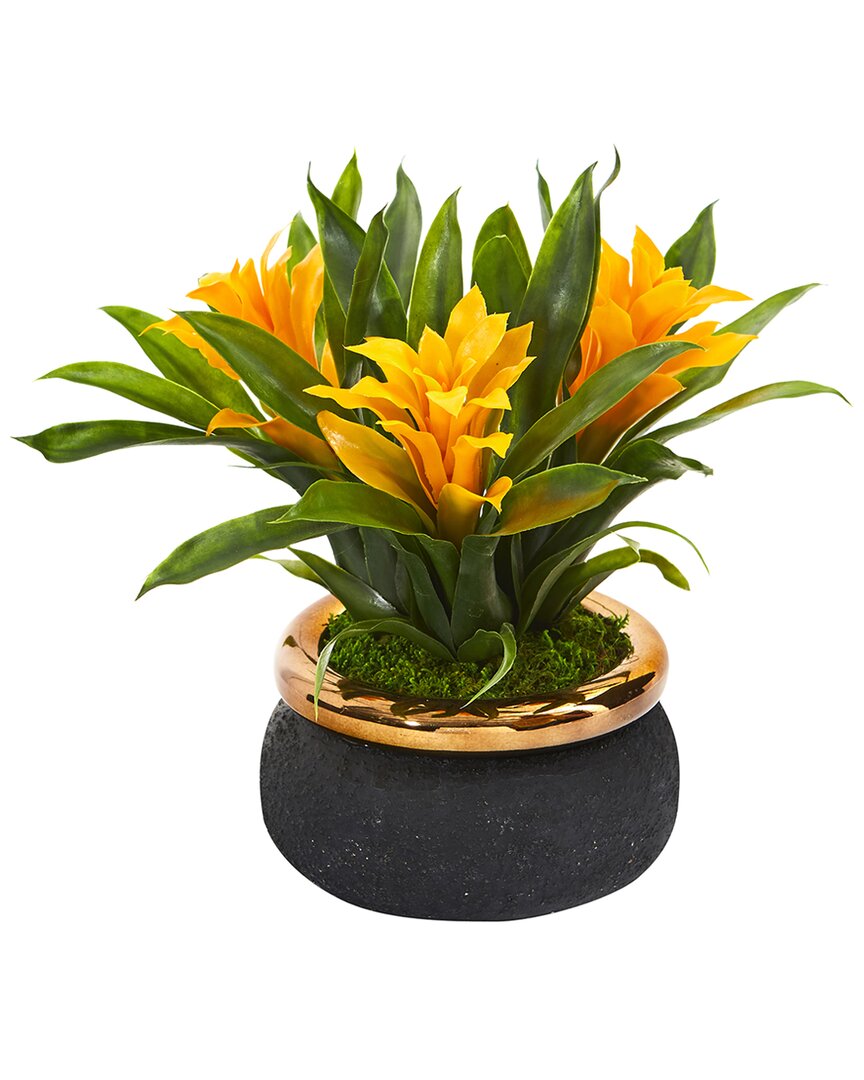 NEARLY NATURAL NEARLY NATURAL BROMELIAD ARTIFICIAL PLANT IN STONEWARE PLANTER 