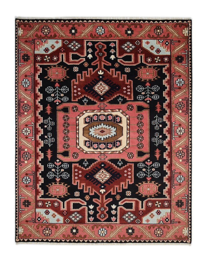 Solo Rugs Mojave Bohemian Southwestern Hand-knotted Wool-blend Area Rug In Black