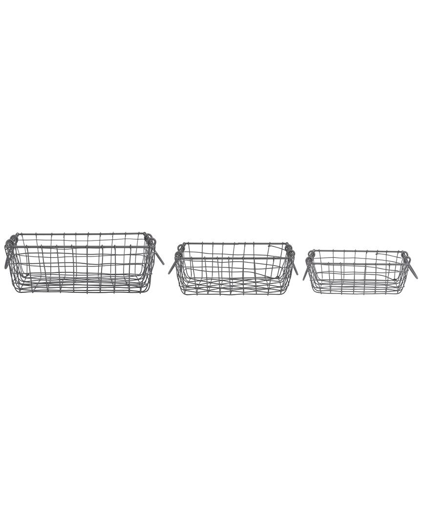 Esschert Design Usa Set Of 3 Square Wire Baskets
