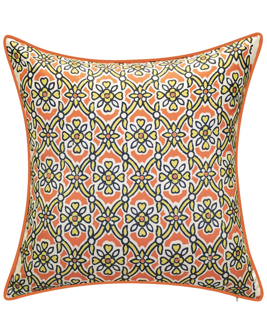 Edie Home Edie @ Home Indoor/outdoor Antique Tile Print Decorative Reversible Pillow