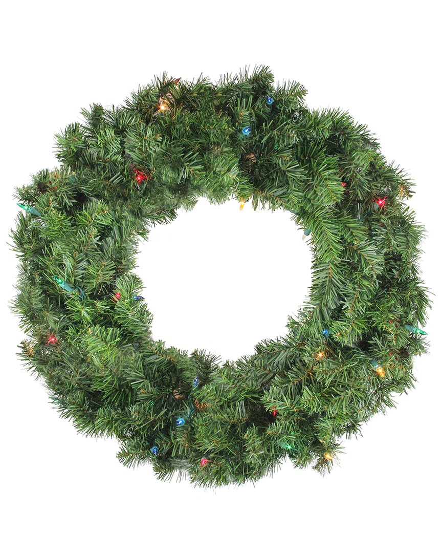 Northern Lights Northlight 24in Pre-lit Canadian Pine Artificial Christmas Wreath - Multi Lights In Green