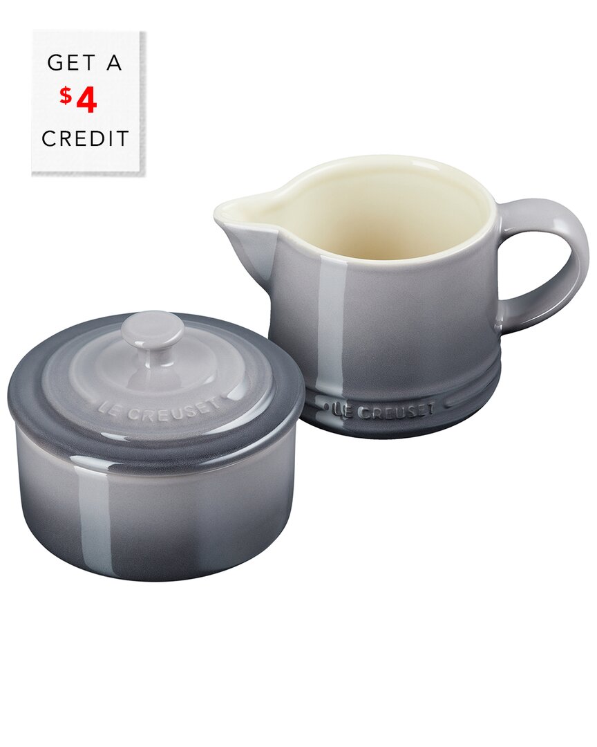 Le Creuset Oyster Signature Cream & Sugar Set With $4 Credit In Grey