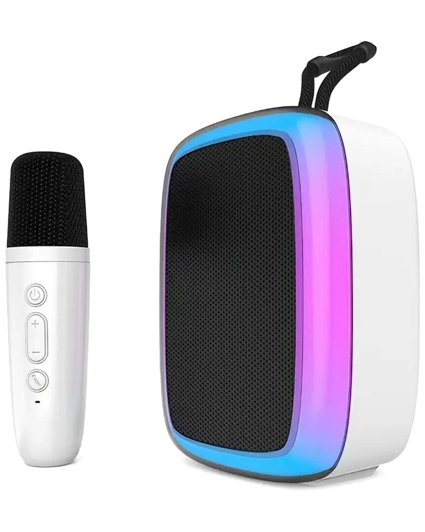 Kenro Portable Karaoke Machine With 2 Wireless Mics In White