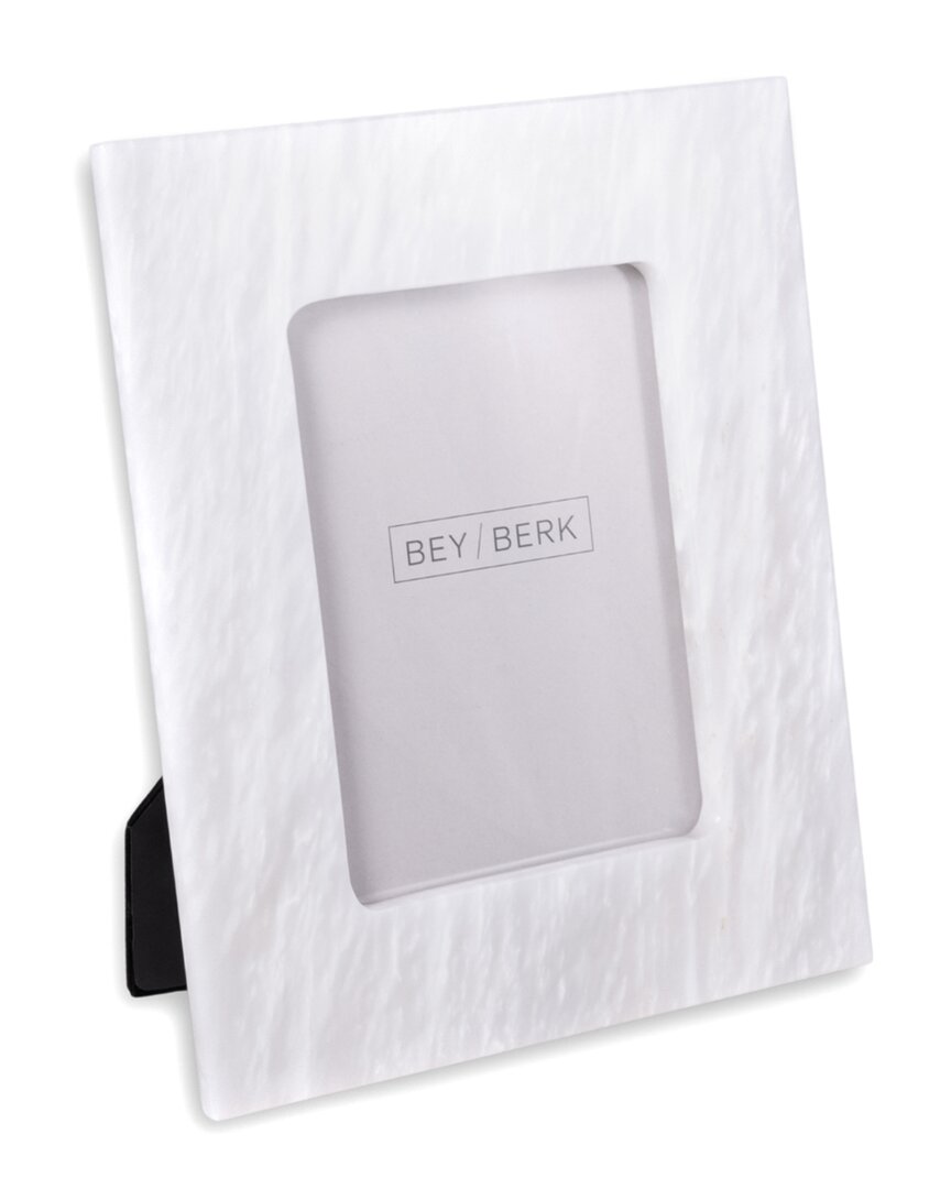 Bey-berk Talin Genuine Marble 5x7 Picture Frame In White