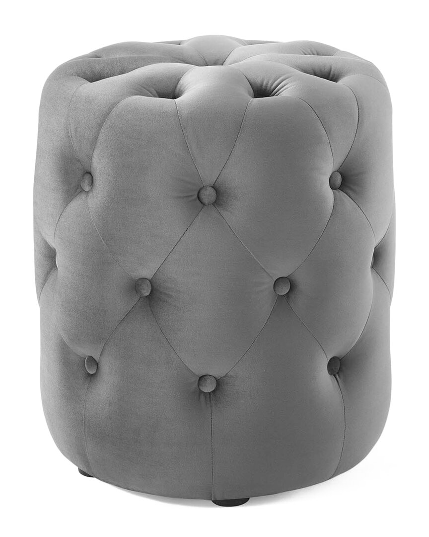 Modway Amour Tufted Button Round Performance Velvet Ottoman In Grey