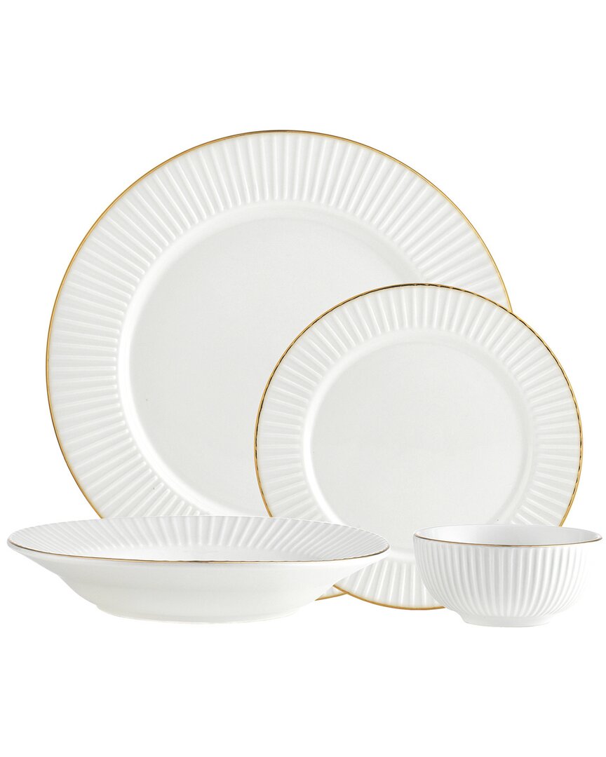 Godinger Inventure Gold 16pc Dinnerware Set In White