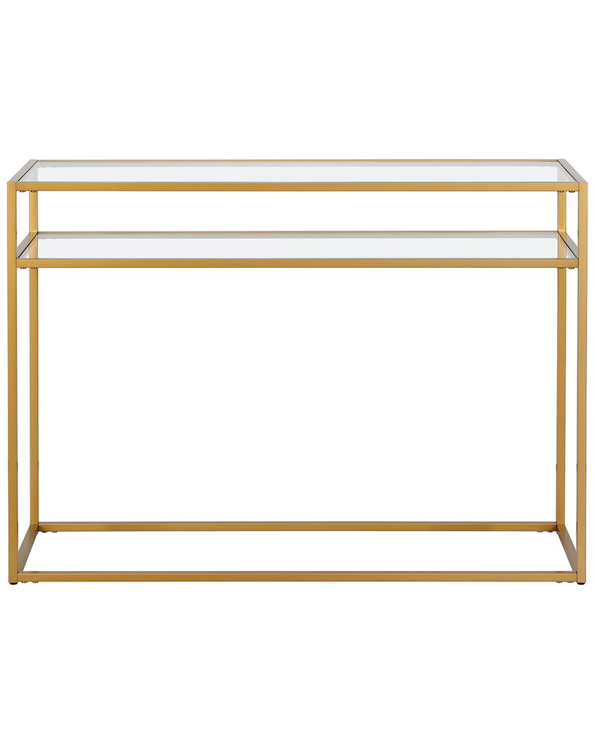 Abraham + Ivy Addison 42in Rectangular Console Table With Glass Shelf In Gold