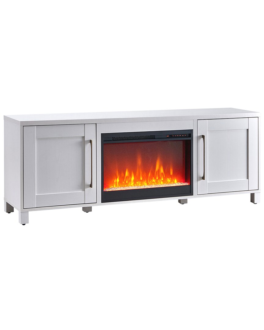 Abraham + Ivy Chabot Rectangular Tv Stand With 26in Crystal Fireplace For Tvs Up To 75in In White