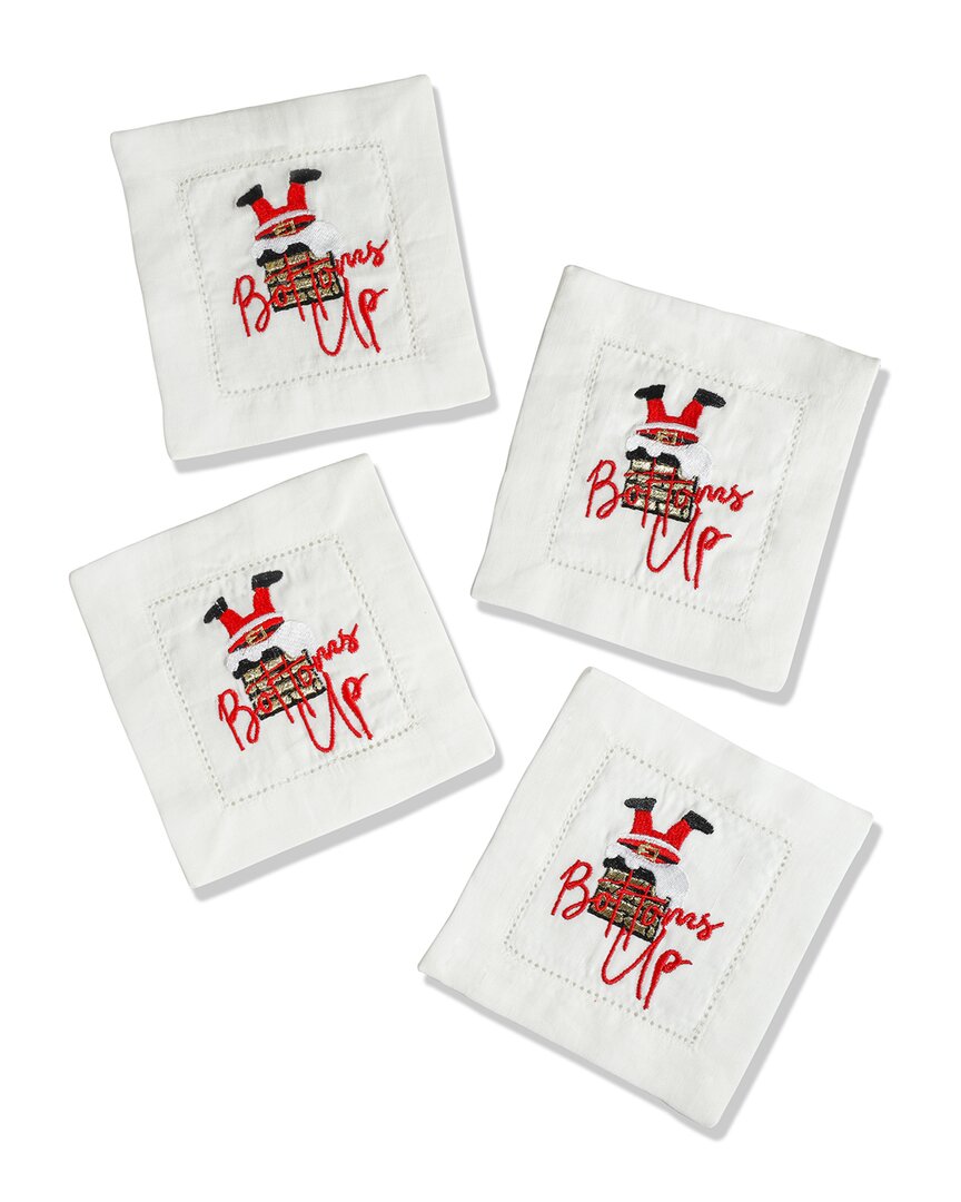 Tiramisu Set Of 4 Jolly Bottoms Up Cocktail Napkins In Red