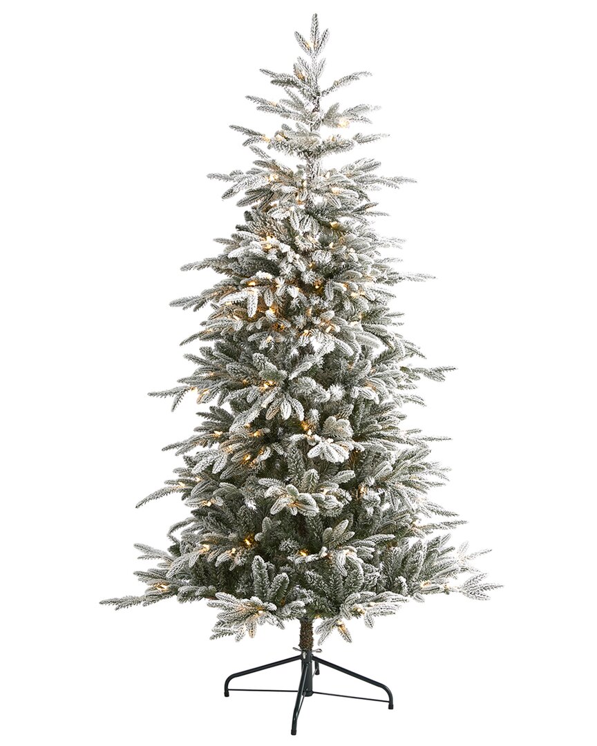 Nearly Natural 6.5ft. Flocked Manchester Spruce Artificial Christmas Tree In White