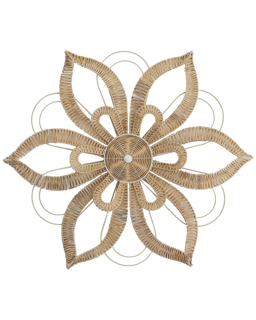 Peyton Lane Floral Rattan Daisy Wall Decor With Metal Wire In Brown