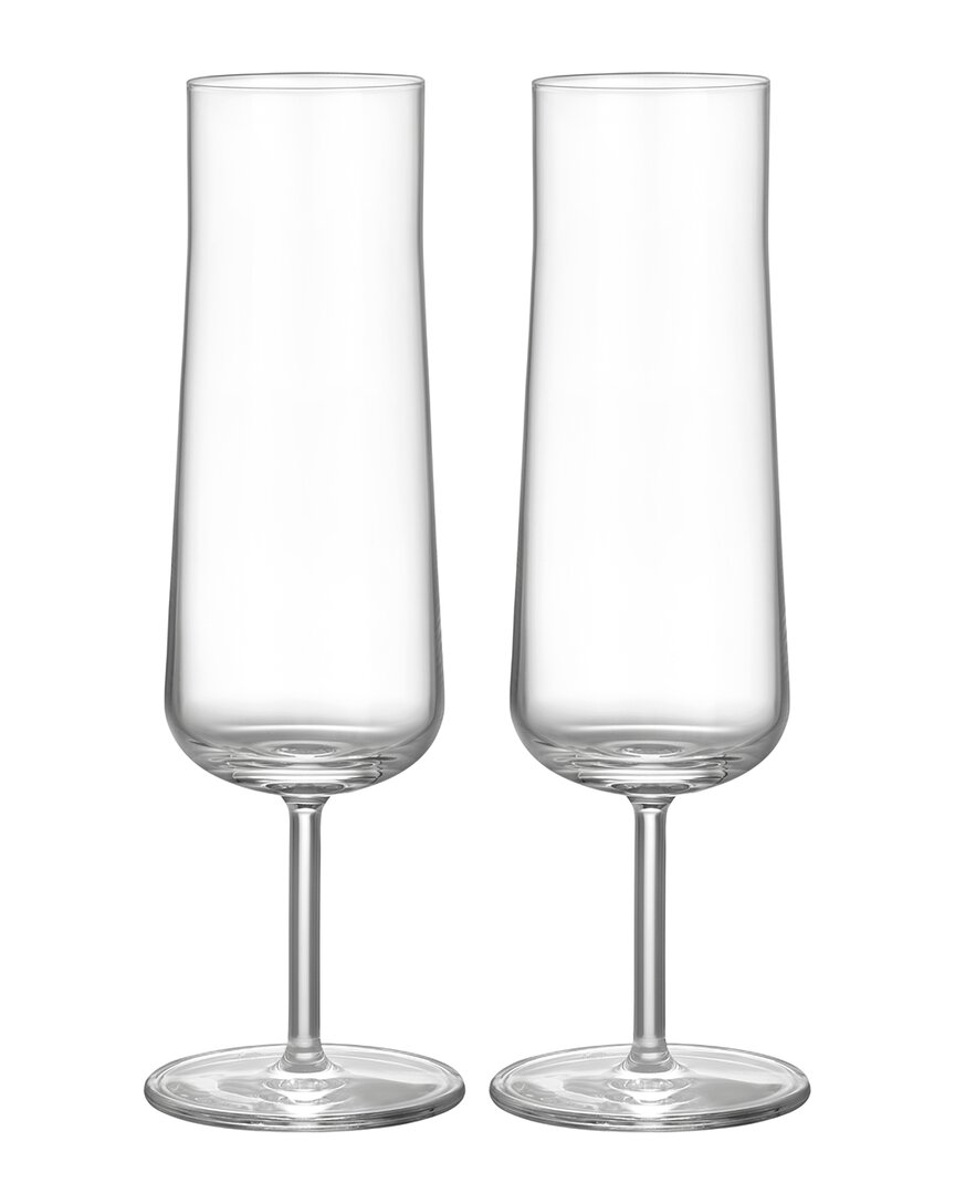 Orrefors Set Of 2 Informal Champagne Flutes In Transparent
