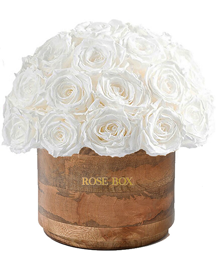 Rose Box Nyc Custom Rustic Classic Half Ball With Pure White Roses