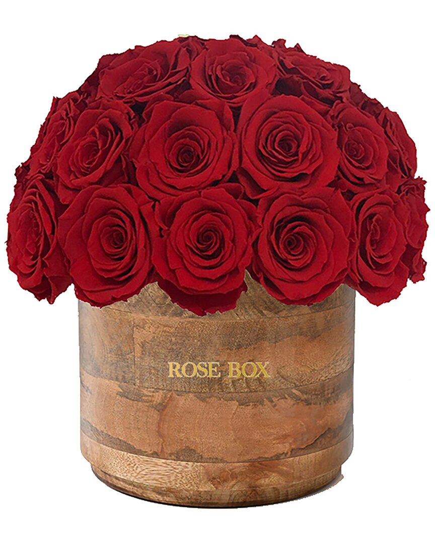 Rose Box Nyc Custom Rustic Classic Half Ball With Red Flame Roses