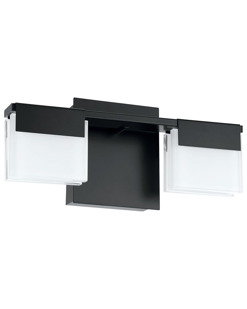 Eglo Vente 2 Light Integrated Led Bath/vanity Light With Black Finish & Frosted Glass