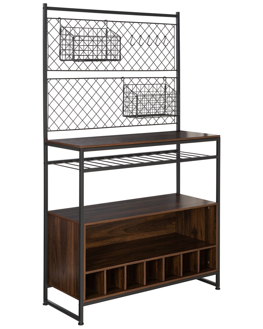 Honey-can-do Bakers Rack With Wine Storage In Black