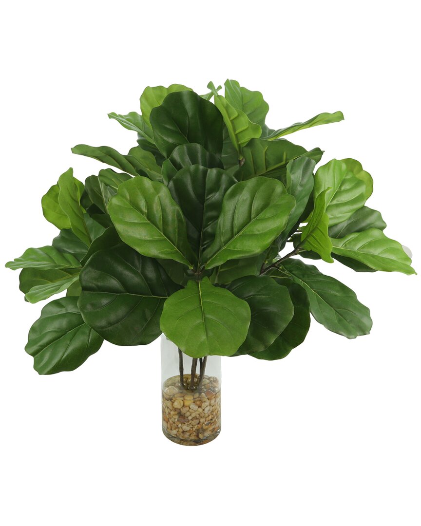 Creative Displays Green Fiddle Leaf Arrangement In Glass Vase With Rocks