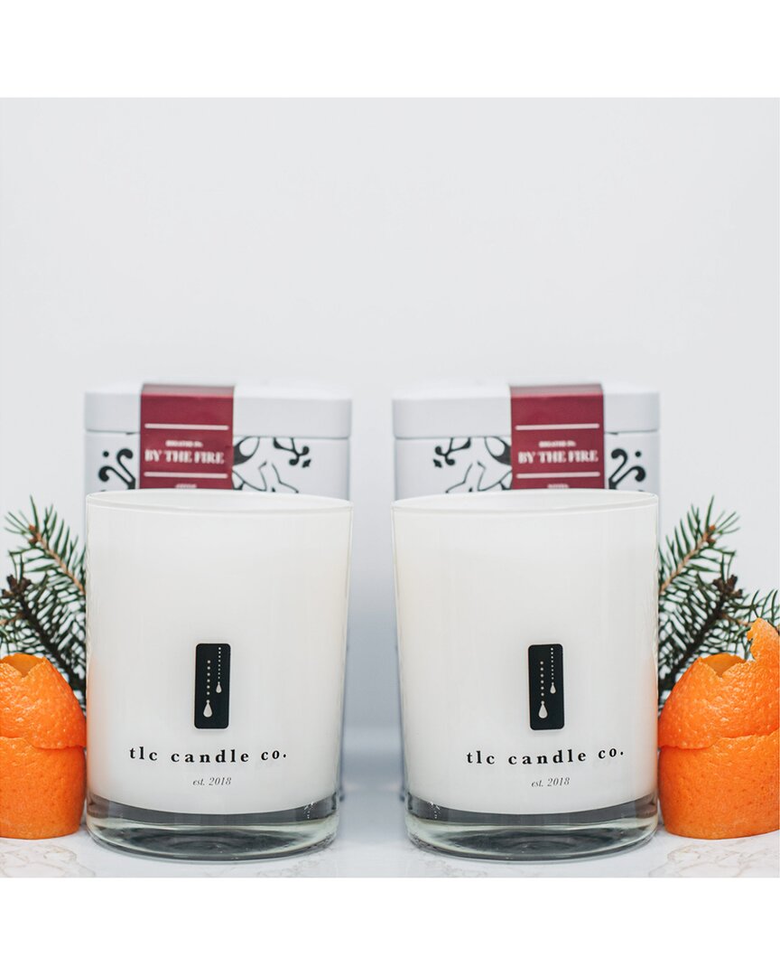 Shop Tlc Candle Co. Fireside Chat - By The Fire, Pine & Fir Luxury 2-wick Soy Candle Gift Set In White