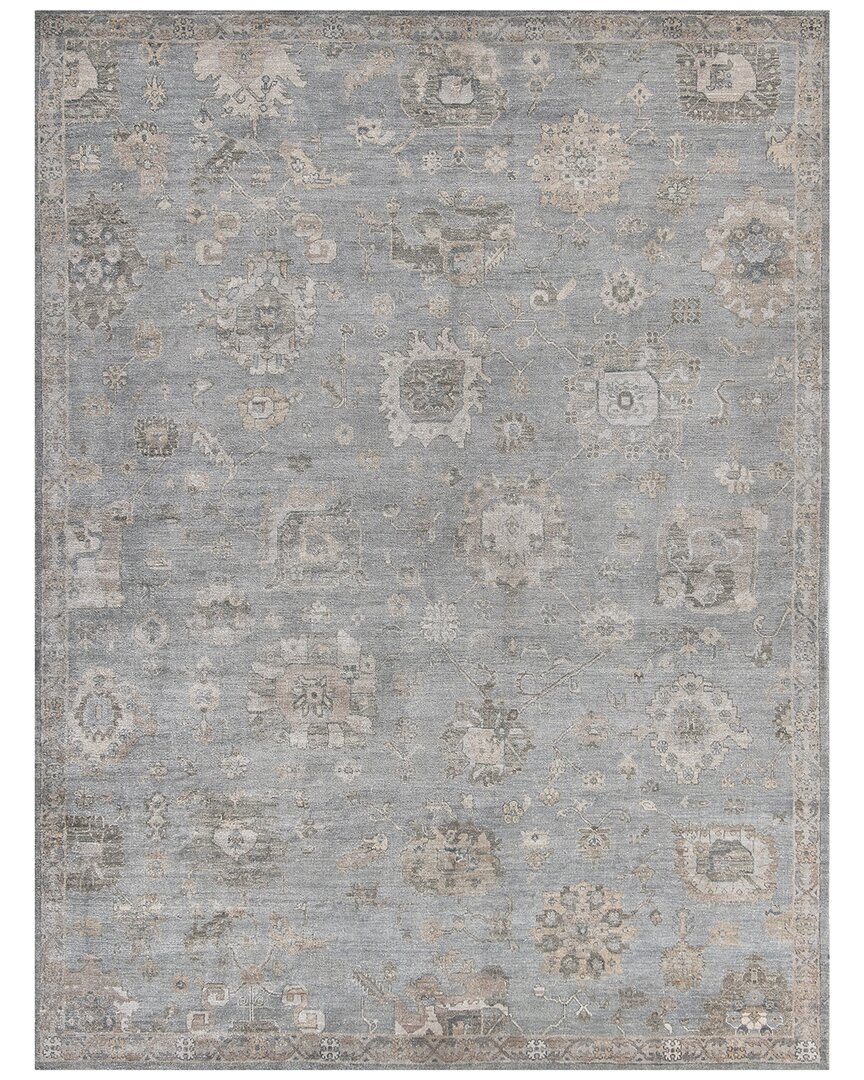 Exquisite Rugs Museum Hand-knotted Bamboo Silk & Cotton Area Rug In Blue