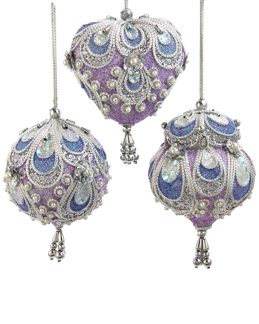 Kurt Adler Set Of 3 3-5.5in Ornaments In Multicolor