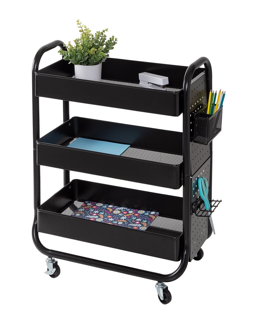 Honey-can-do Black Rolling Craft Cart With Wheels