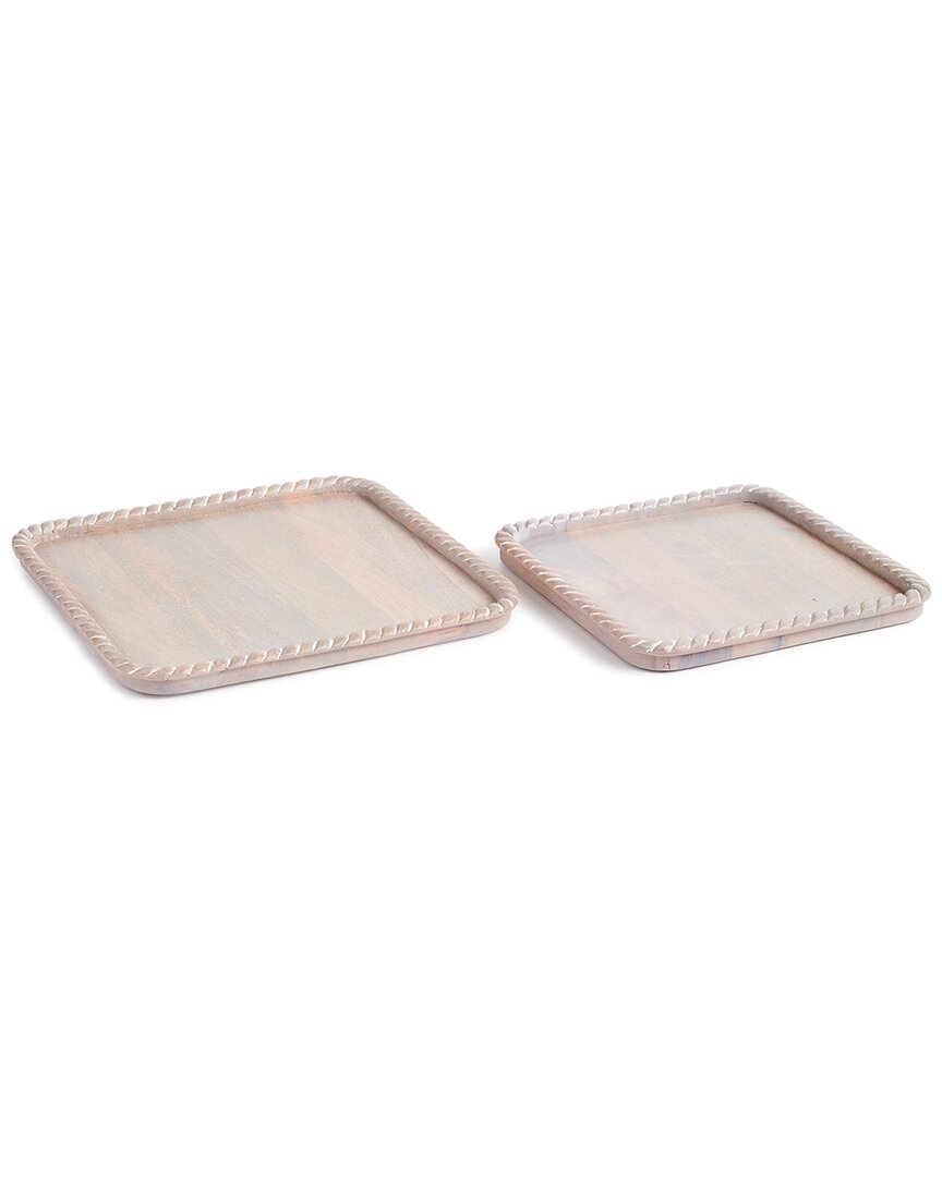 Napa Home & Garden Set Of 2 Langley Square Trays In White