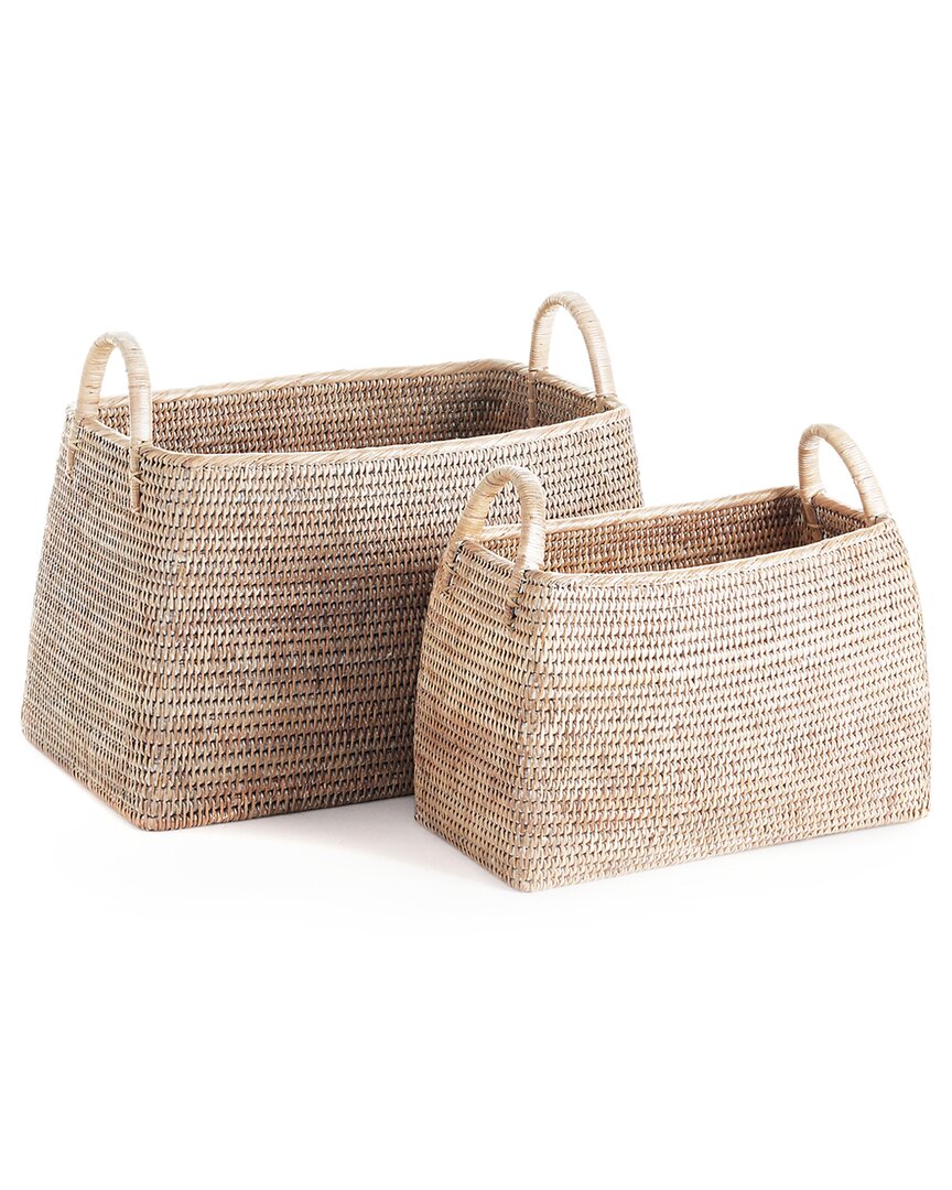 Napa Home & Garden Burma Rattan Narrow Magazine Baskets In White