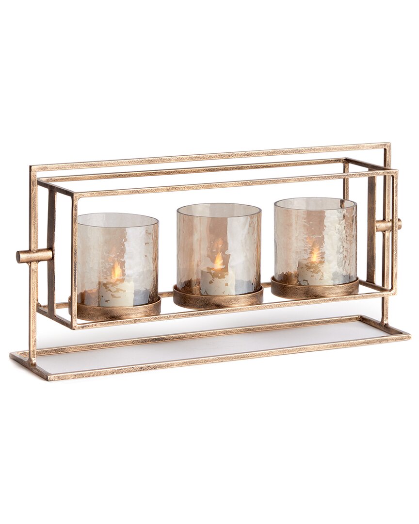 Napa Home & Garden Wesley 3-candle Hurricane In Gold