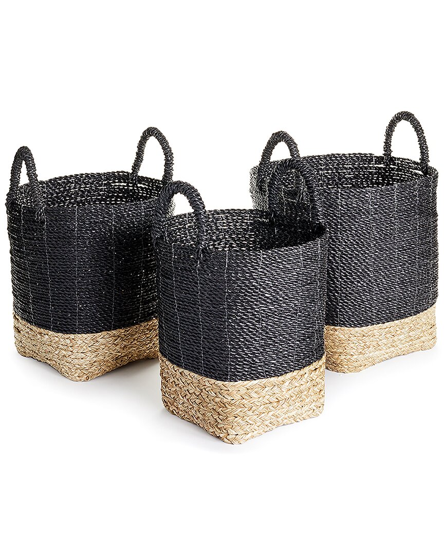 Napa Home & Garden Set Of 3 Madura Market Baskets In Black