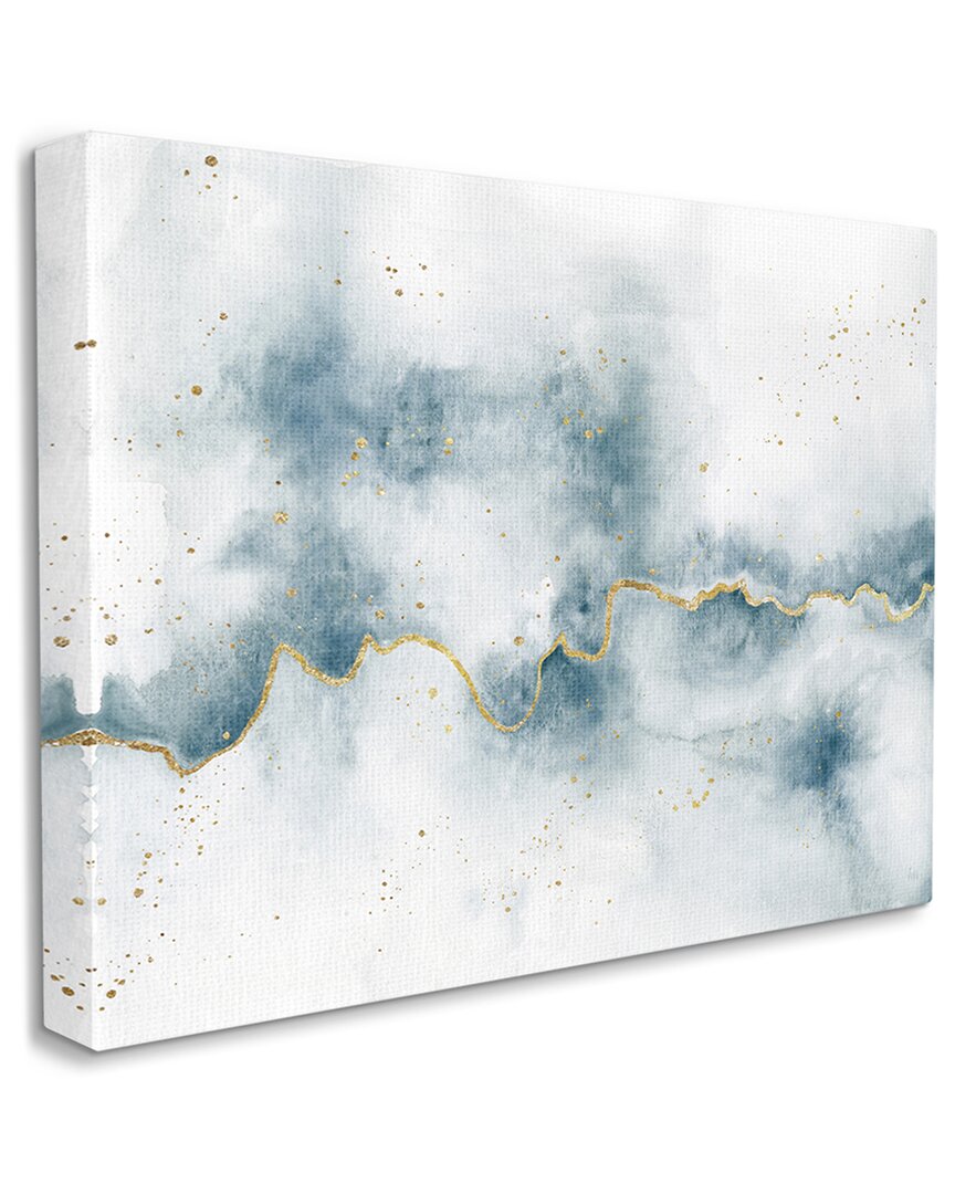 Stupell Industries Abstract Cloud Splatters White Blue Gold Painting Stretched Canvas Wall Art By Laura Mars In Off-white