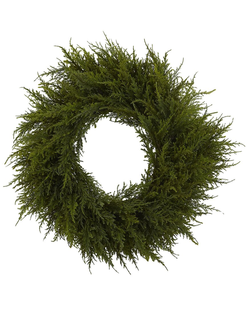 Nearly Natural 24in Cedar Wreath In Green