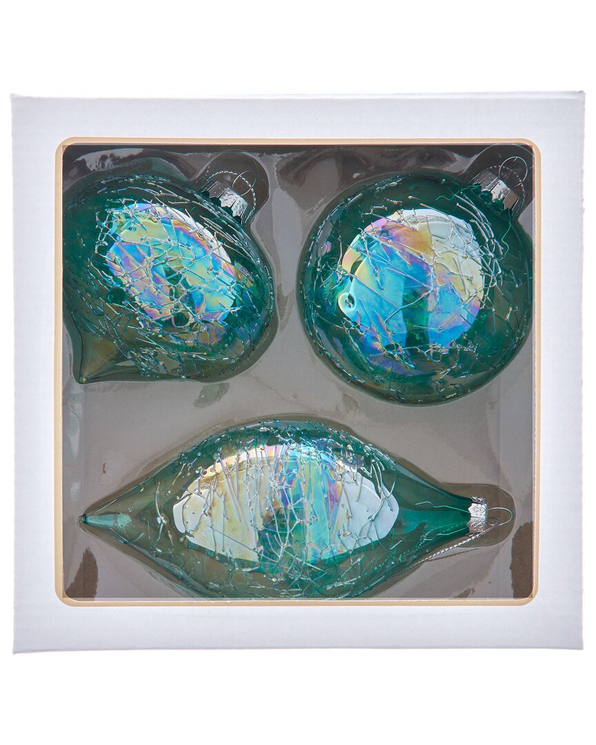 Kurt Adler Set Of 3 80mm Finial/onion/ball Ornaments