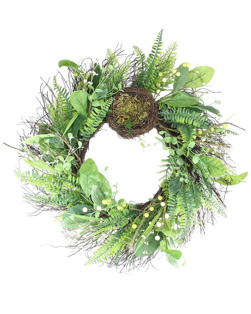 NORTHLIGHT NORTHLIGHT 24IN FOLIAGE ARTIFICIAL SPRING WREATH WITH NEST