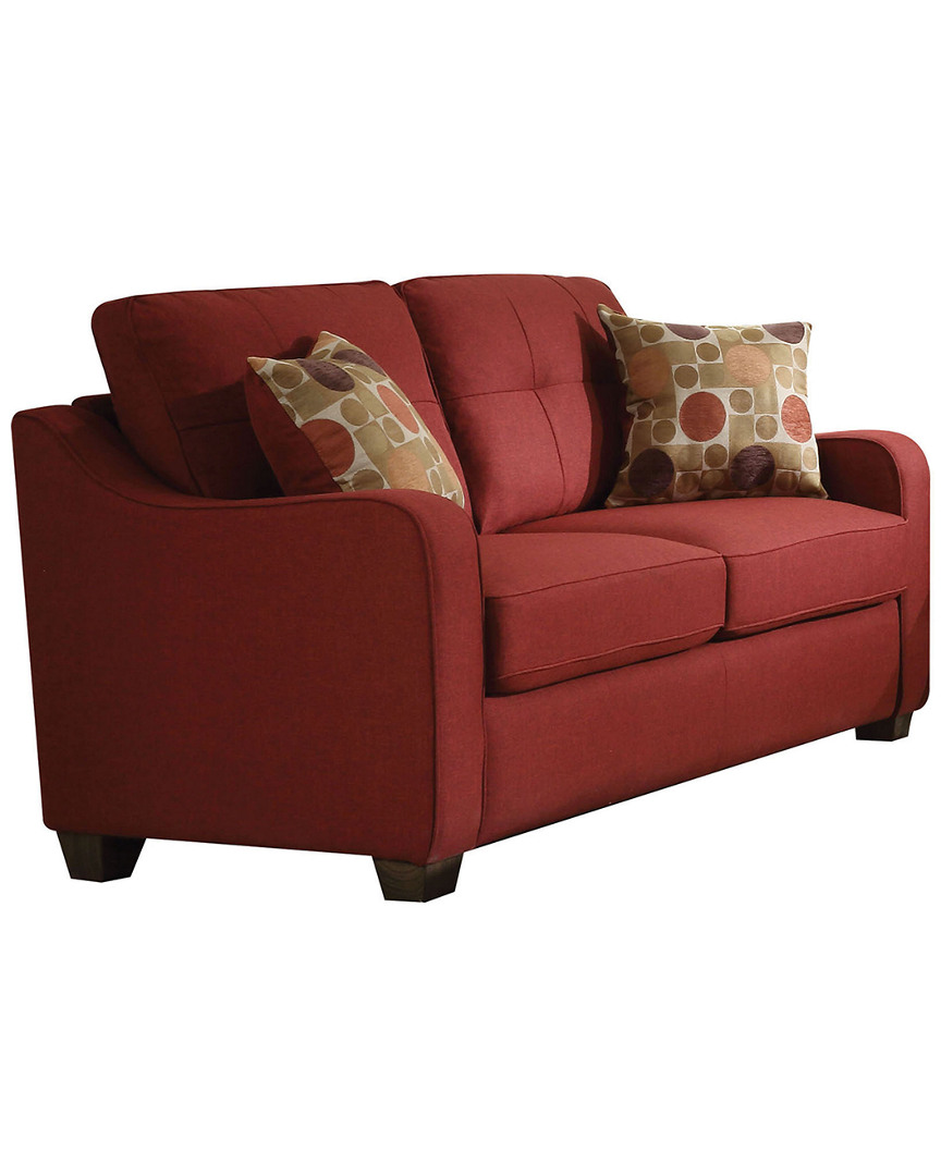 Acme Furniture Cleavon Ii Loveseat W/2 Pillows In Red