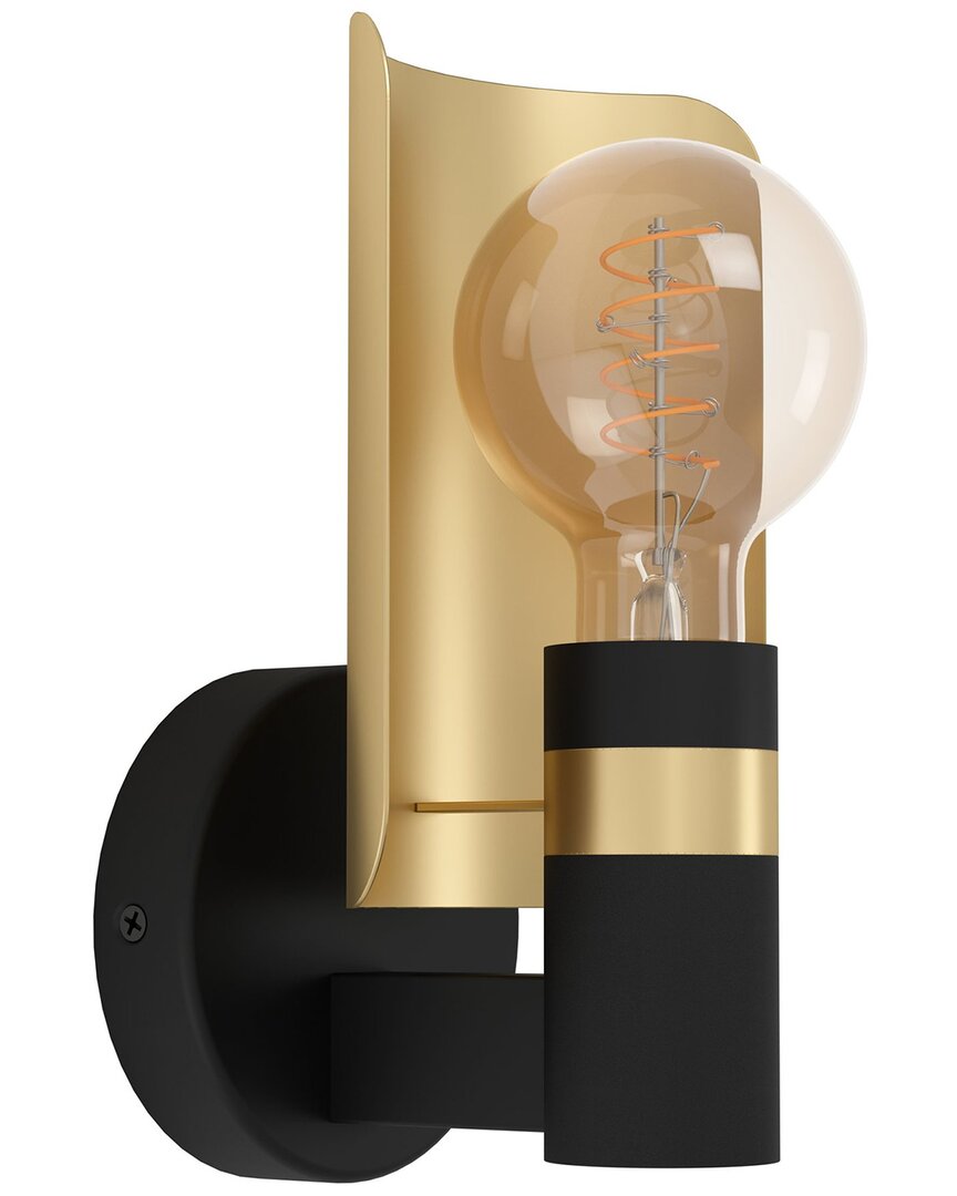 Eglo Hayes 1 Light Wall Light With Black & Gold Finish & Black & Gold Adjustable Shade Plate